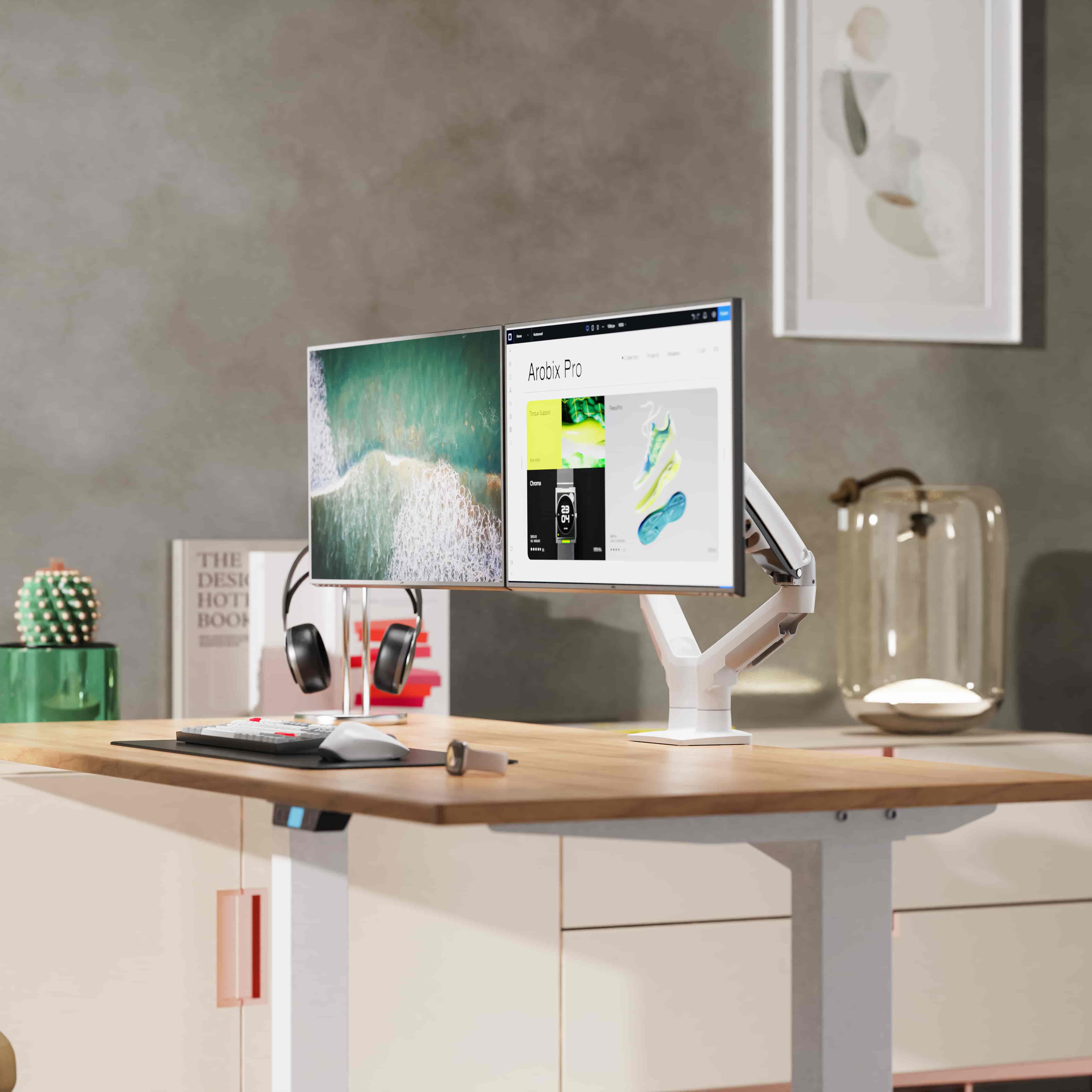 پایه مانیتور بازویی گازی NB مدل Ergonomic F160 – مناسب مانیتورهای 17 تا 27 اینچ